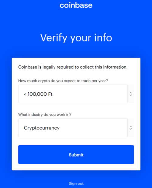 Coinbase kriptotőzsde regisztráció